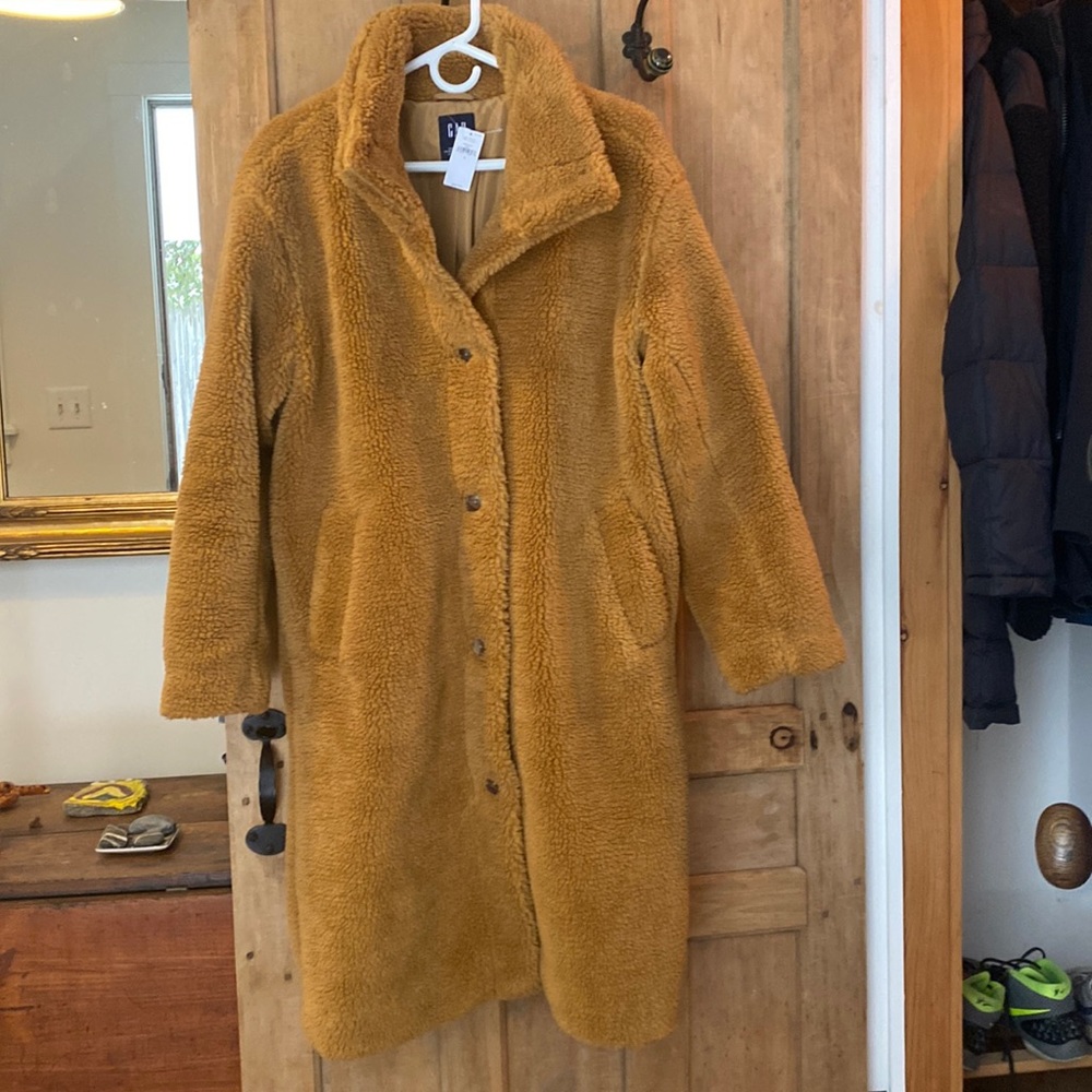 Gap sherpa fleece with silk like lining long coat